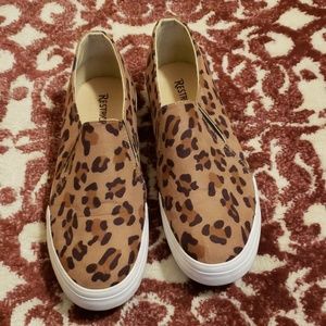 Restricted leopard animal print slip on sneakers